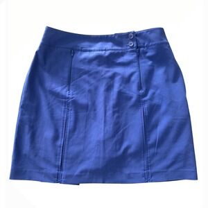 E P Pro Blue Mini Skirt with‎ Side Zippers & Back Button Pocket - Size 6